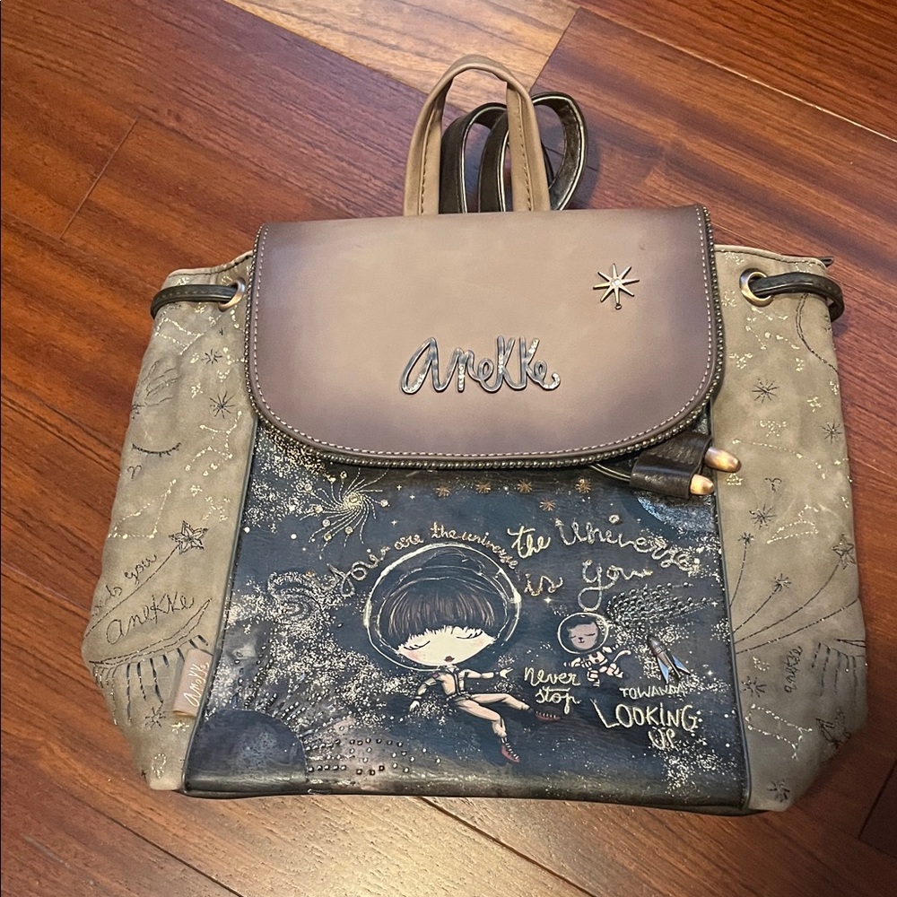 Anekke taupe and brown backpack